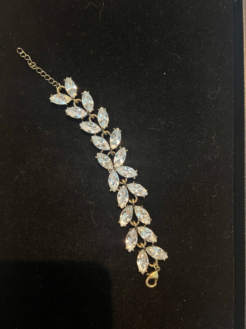 Crystal Leaf Gold-Tone Bracelet - White Crystal Accent